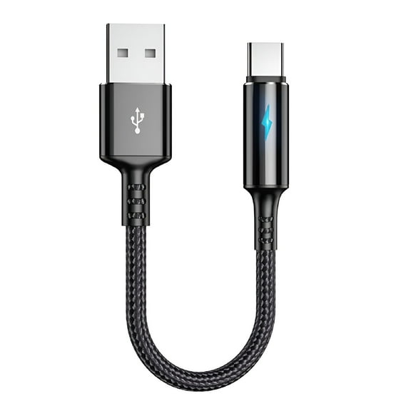 GJX USB Type-C to USB A Fast Charger Cable, High Speed Data and Charging, Nylon Braided - 10in