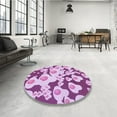 thumbnail image 4 of Ahgly Tapis Rond Lavable en Machine Intérieur Transitionnel Fleur Rose, 7 Pieds Rond, 4 of 7