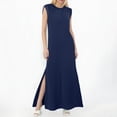 thumbnail image 2 of 2025 Vestido largo sin mangas con abertura para mujer: vestido camisero informal y holgado con bolsillos laterales, cuello redondo, tejido ligero, ideal para el verano, tallas S-XXL, 2 of 4