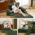 thumbnail image 6 of CAPCAEK Chaise Lounge Chair Indoor, Chenille Comfy Reading Chair with Ottoman, Storage and USB, for Living Room, Green, 6 of 7