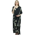 thumbnail image 4 of Bimba Moms Black Floral Print Kimono Sleeve Maternity Kaftan Maxi Dress-4, 4 of 4