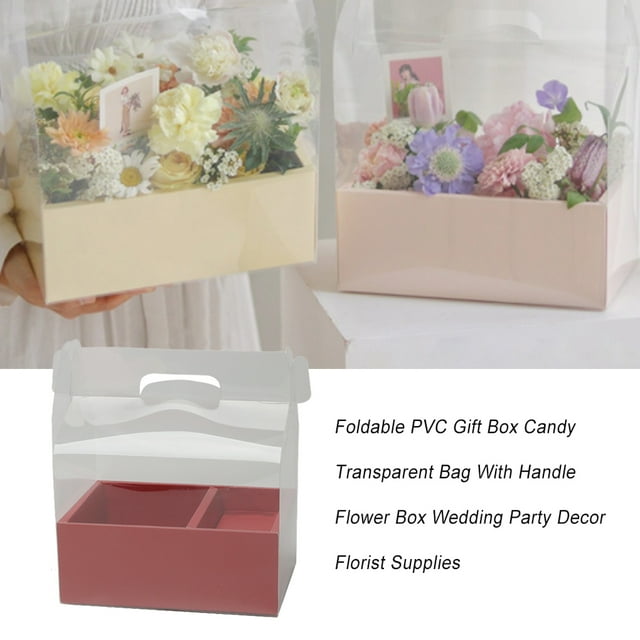 VONKY Gift Box Cake Bag with Handle Flower Storage Boxes Decor Party Favor Decorative Engagement Proposal Celebration Ceremony Orange