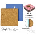 thumbnail image 4 of Inkdotpot Set of 6 Drink Coasters Easy Clean 4-inch SquareCoastersCork Base-Reusable- Unicorn, 4 of 8