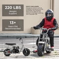 thumbnail image 3 of Plus Package 99cc Gas 4-Stroke Mini Bike for Teens 13+, Pull Start, Rear Disc Brake, All-Terrain Tires, Up to 28 MPH, 220 lb Capacity, Includes Headlight & Gloves, 3 of 6