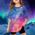 thumbnail image 2 of Kids Boys Girls Graphic Print Short Sleeve T-Shirt Loose Fit Casual Tee Top Soft Blend Fabric Neon Game Design Cool 3D Print Summer Style for 8-12 Years, 2 of 4