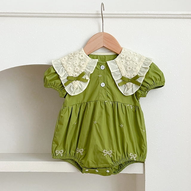 Vestido de verano de estilo coreano para niña, vestidos de princesa con lazo bordado y cuello de mariposa, mono para bebé, ropa para hermanas