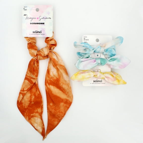 Scunci XO Morgan Simianer Knotted Tiedye Scrunchies, 4 pc