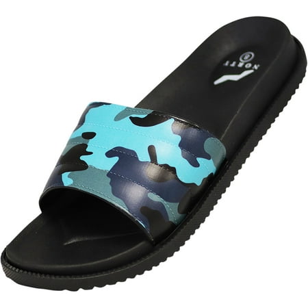 

NORTY Mens Slide Sandals Adult Male Summer Footbed Sandals Blue Camo