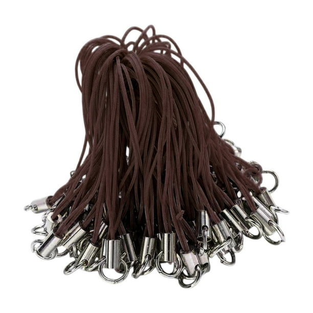 100 piezas de correas de anillo para teléfono, correas de cordón, cuerda reutilizable para manualidades de bricolaje Marrón