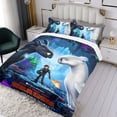 thumbnail image 3 of Cómo entrenar a tu dragón Conjunto de sábanas temático, trío de piezas, cómodo y amigable con la piel, diseño único, regalo de decoración para el hogar para familiares, amigos y fans, 90 cm * 190 cm, 3 of 6