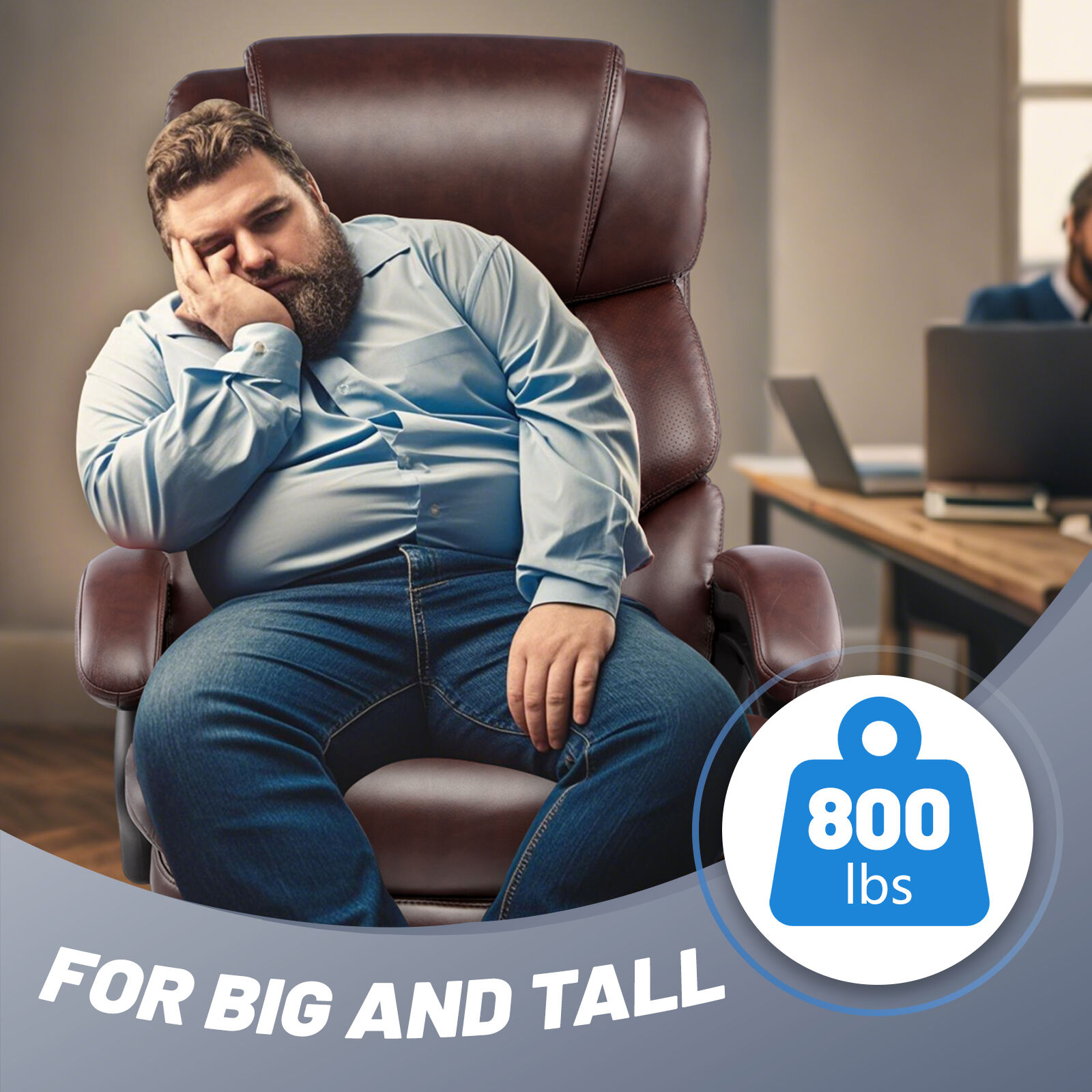 800LBS Big and Tall Office Chair for Big and Tall Individuals, Durable Chair with High Back, Extra Wide Seat and Adjustable Lumbar, Large Computer Desk Chair Comfortable for Home Office