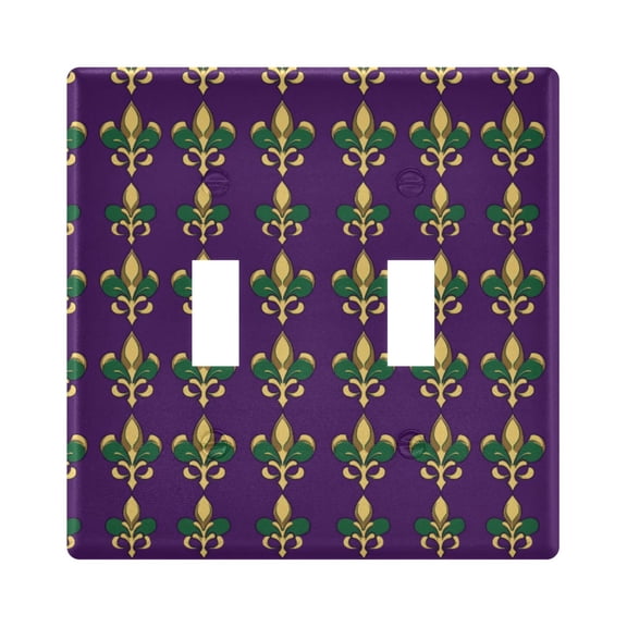 Yayeee Toggle Light Switch Wall Plate 2-Gang 4.56"x4.48" Decorative Outlet Cover, Gold and Green Floral Pattern