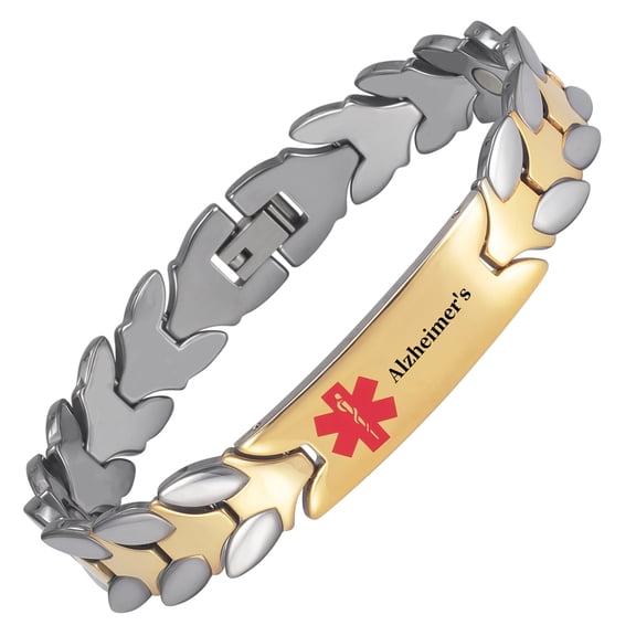 Wollet Tungsten Medical Alert Bracelet for Men, Gifts for Father or Husband
