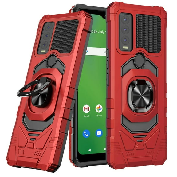 Compatible for Cricket Ovation 3 Robotic Kickstand Phone Case Cover - Red