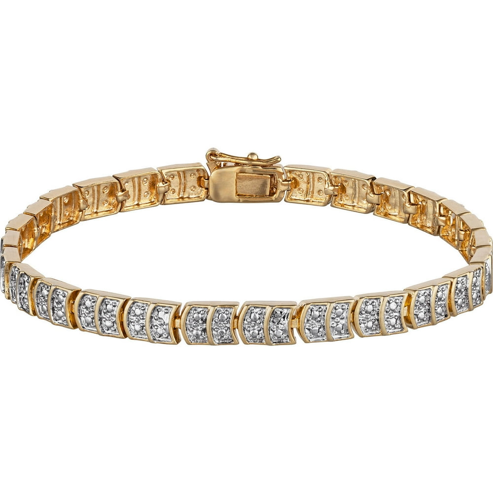 Generic - Diamond Accent 14kt Gold-Plated Tennis Bracelet, 8" - Walmart