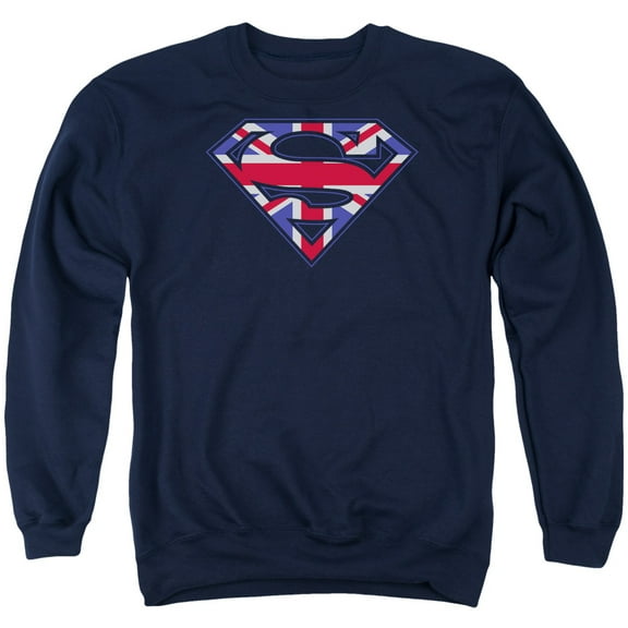 Superman Great Britian Shield Adult Crewneck Sweatshirt Navy