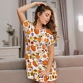 thumbnail image 3 of Fuzoiu Autumn Plants Print Women Nightgowns, Soft Comfy Lightweight Short Sleeves Sleepwear,Crew Neck Loungewear, 3 of 6