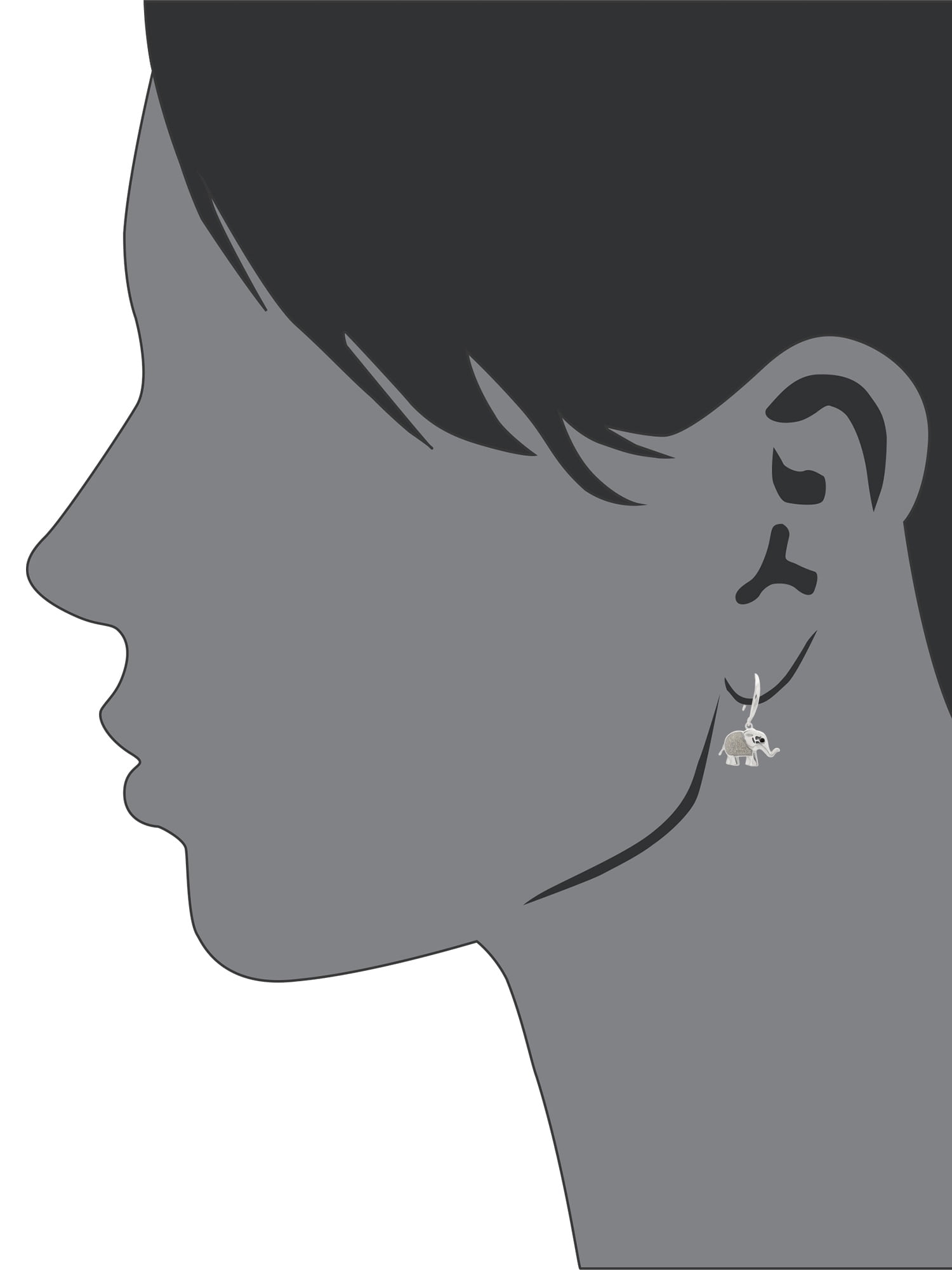 Brilliance Fine Women's Sterling Silver Elephant Glitter Paper Dangle Earrings