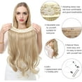 thumbnail image 4 of GHSDFBB Extension de Cheveux Invisible Filaire Brun Foncé Ondulé Bouclé Long Postiche Synthétique 16 Pouces Bandeau Transparent Réglable pour Femmes Sans Pince, 4 of 6