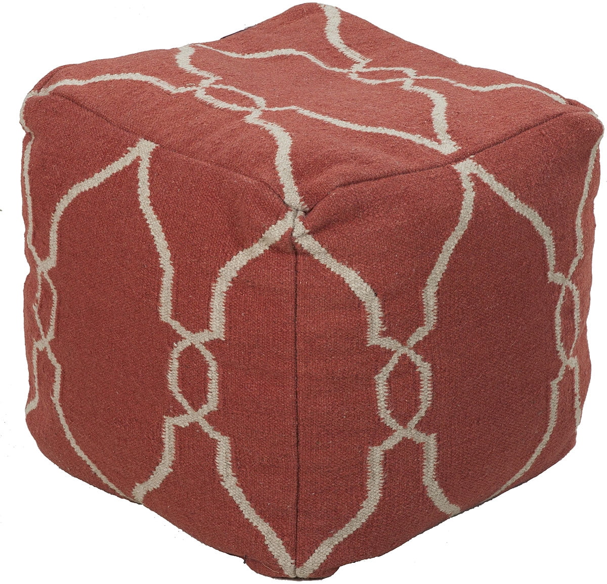 Surya Su Pouf Area Rug POUF23 Paprika Trellis Lattice 18" x 18" x 18