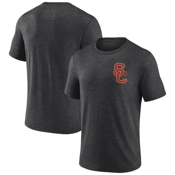 Men's Charcoal USC Trojans Left Distressed Logo Tri-Blend T-Shirt