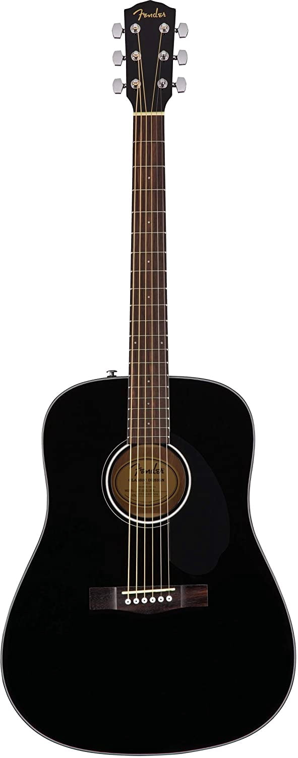 Fender CD-60S Solid Top Dreadnought Acoustic Guitar - Black Bundle with Hard Case, Tuner, Strap, Strings, Picks, and Austin Bazaar Instructional DVD
