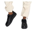 thumbnail image 6 of LUCKY STEP Fashion Faux Leather Sneakers Low Top Lace Up Walking Shoes,All black,Womens, 6 of 6