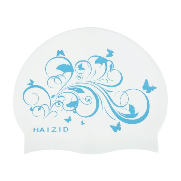 Gorro de Natación Impermeable con Patrón de Pensamiento Único 1 Pc Azul Blanco
