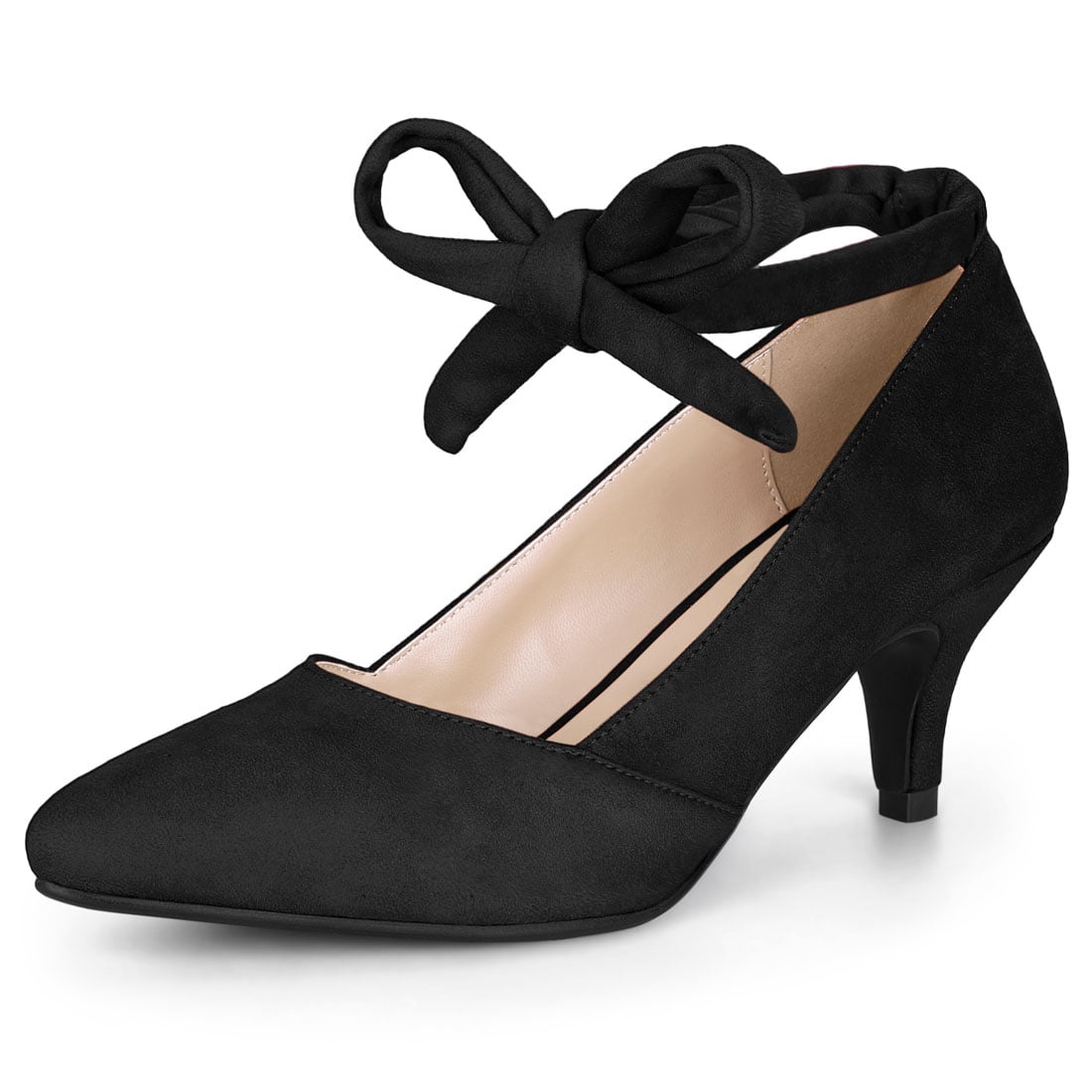 Women's Pointed Toe Lace Up Kitten Heel Pumps Black US 8 | Walmart Canada