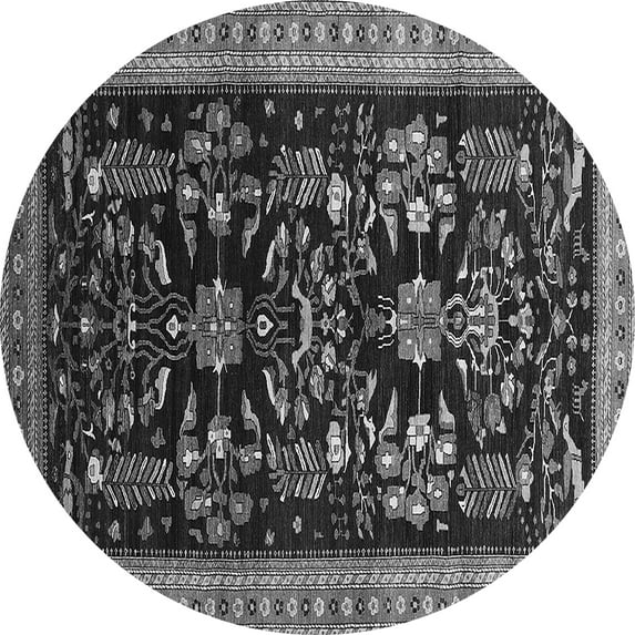 Ahgly Company Indoor Round Oriental Gray Industrial Area Rugs, 6' Round