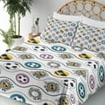 thumbnail image 3 of Ambesonne Emoji Fitted & Top Sheet Set with Shams, Become a Legend Soccer Ball, White Multicolor, 3 of 5