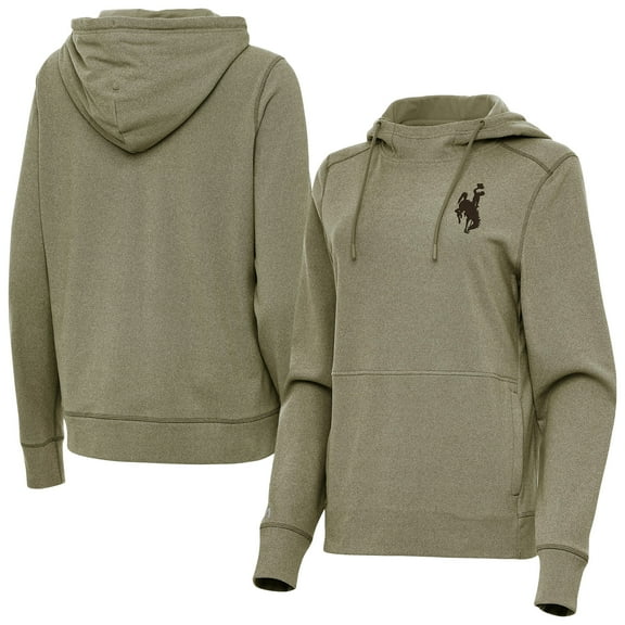 Women's Antigua  Olive Wyoming Cowboys Justice Pullover Hoodie