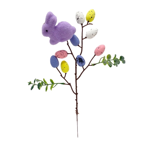 Deeceymbur Colorful Easter Egg Artificial Floral Stems with Leaves for Vase Spring Home Party Decor