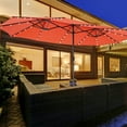 thumbnail image 1 of Gymax Outdoor 15' Double-Sided Patio Umbrella 48 Solar LED Lights Crank & Base Orange, 1 of 9