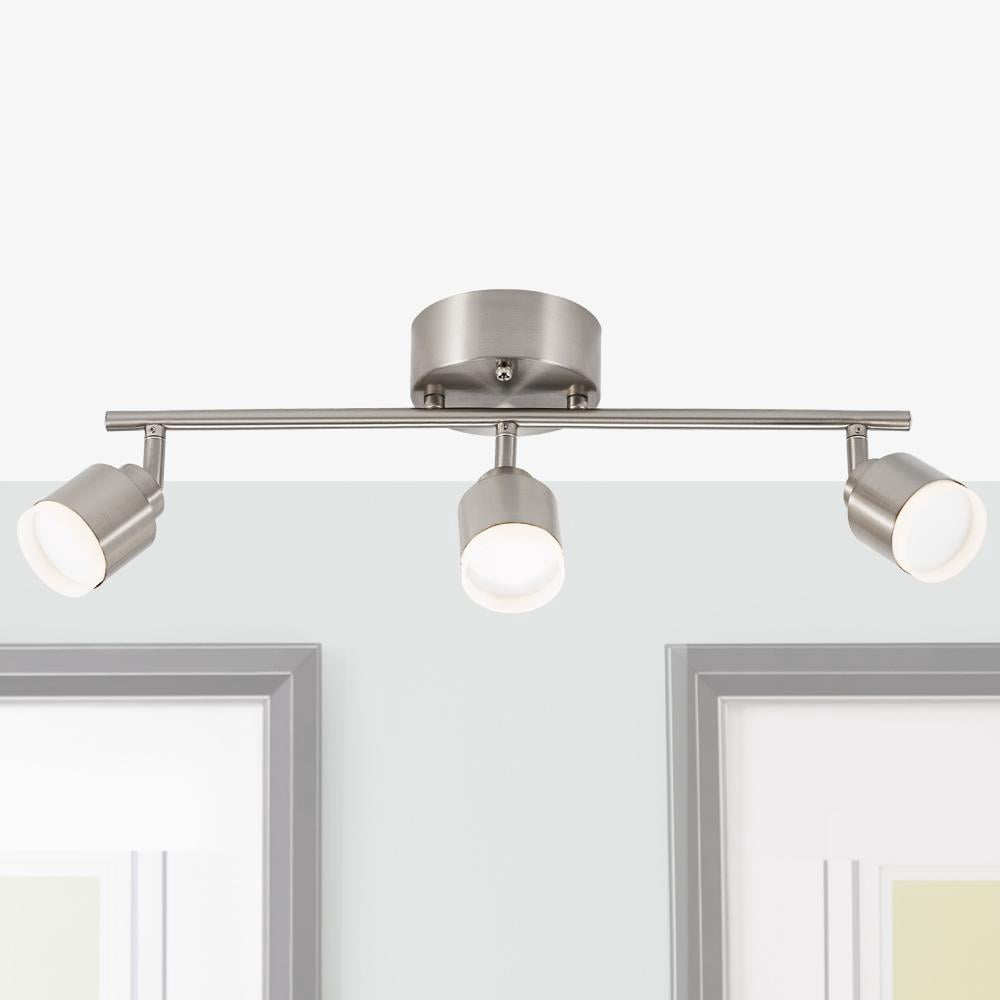 Open Box 19 In. 3-Light Brushed Steel Integrated LED Track Lighting Kit