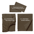 thumbnail image 5 of Comfy Bamboo World 9900 Series 100gsm Embroidered Bedsheets Sheet Set, Twin Size, Brown, 5 of 5