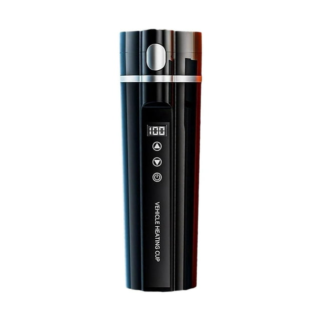 Taza calefactora para coche, hervidor de viaje eléctrico de 24V/12V, hervidor de viaje para coche a prueba de fugas de ebullición rápida, acero inoxid Negro