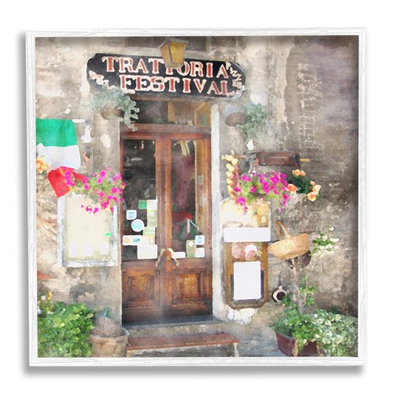 Stupell Industries Festive Italian Doorway Travel & Places Painting White Framed Art Print Wall Art, 17 x 17