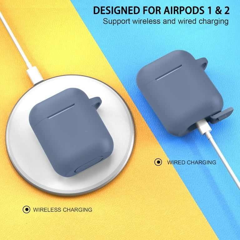 AirPods Case, Full Protective Silicone AirPods Accessories Cover Compatible with Apple AirPods 1&2 Wireless and Wired Charging Case(Front LED