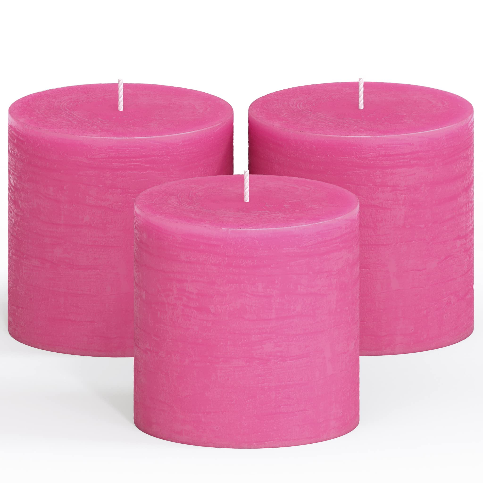 CANDWAX 3x3 Pillar Candle Set of 3 Decorative Rustic Candles