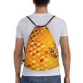 thumbnail image 2 of Kuqiui Bees on Hive Honeycomb Print Drawstring Backpack Drawstring Bags,Draw String Back Bag Drawstring Bags for Sports,Gym,Travel,Swimming,Beach, 2 of 8