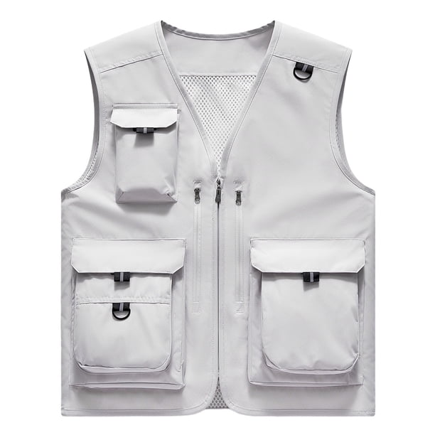 Chaqueta de Hombres Casual Delgado Multi-Bolsillo Seco Rápido Suelto Montaña Al Aire Libre Abrigo Deportivo, Chaqueta Traje para Hombres