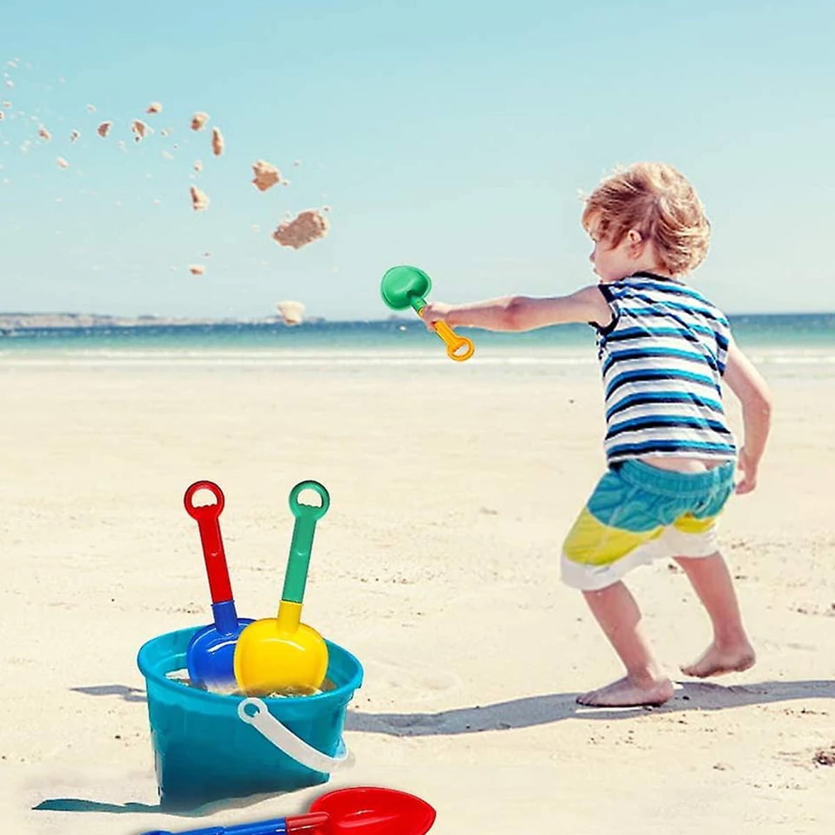 Set De 3 Palas De Playa Jumbo De 16 Pulgadas – Mango De Madera Y Cuchara De Plástico ABS Para Arena Y Nieve