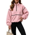 thumbnail image 6 of QUNYINEY Half Zip Sherpa Fleece for Women Jackets Lightweight Outerwear Jackets Long Sleeve Solid Color Warm Stand Colla Coats, 6 of 8