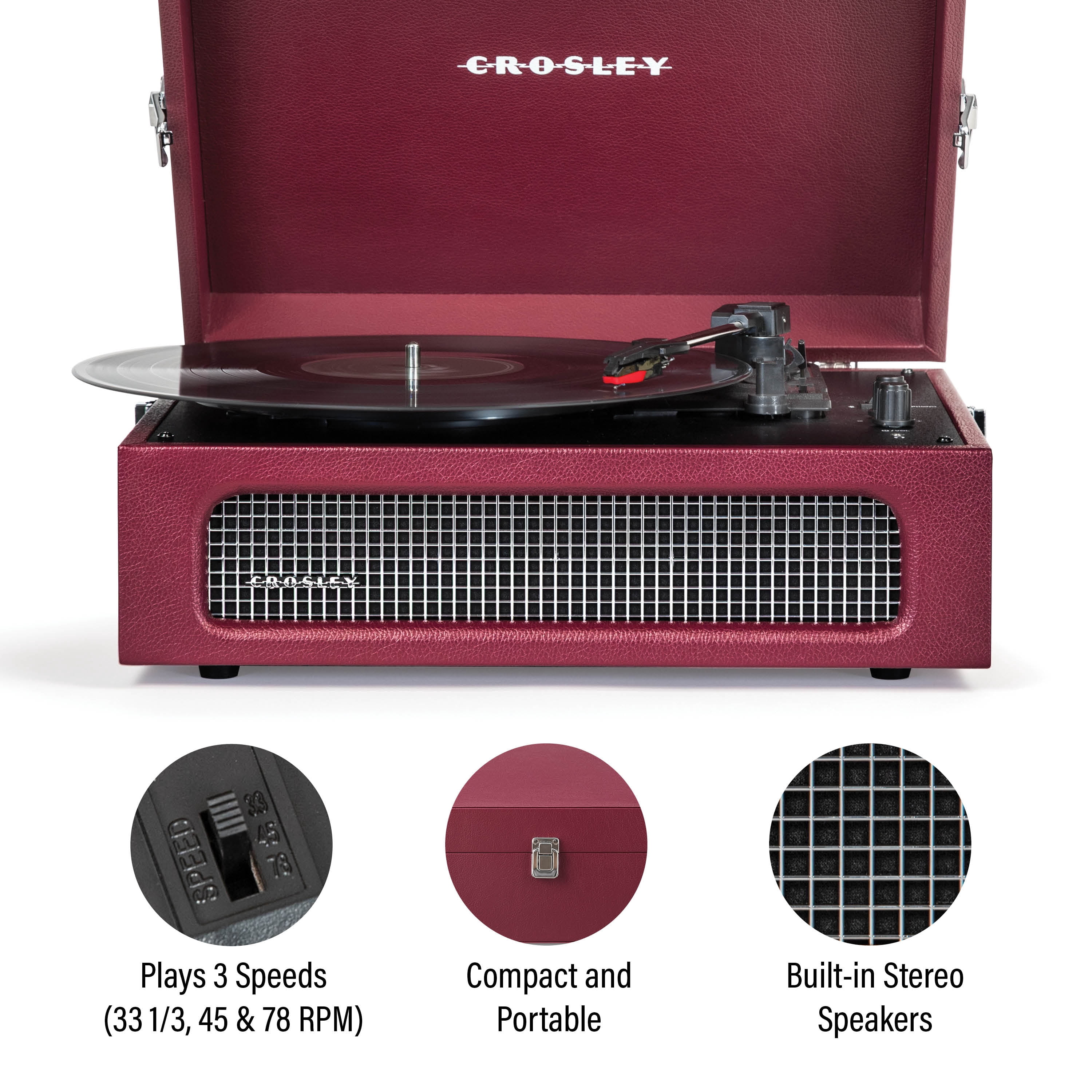 Crosley Voyager Vinyl Record Player with Speakers and Bluetooth - Audio Turntables