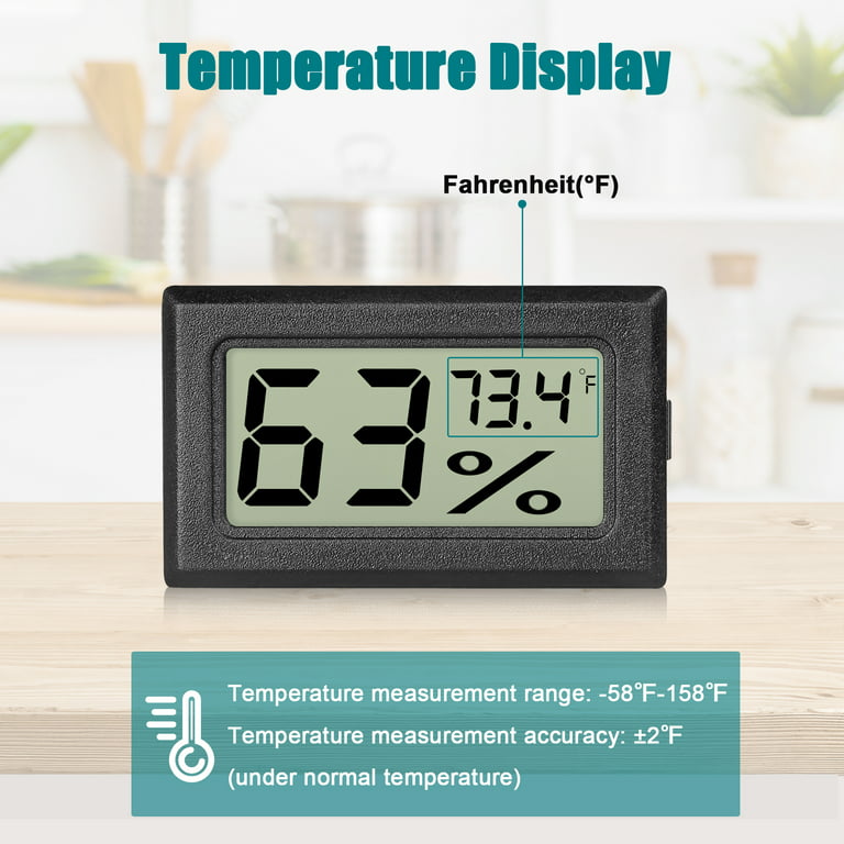 Pgzsy 12 Pack Mini Small Digital Electronic Temperature Humidity Meters  Gauge Indoor Thermometer Hygrometer LCD Display Fahrenheit (℉) for  Humidors