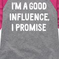 thumbnail image 3 of Instant Message - I'm a Good Influence Christmas - Toddler & Youth Girls Raglan Graphic T-Shirt, 3 of 5