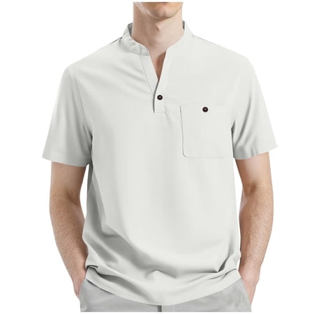 Mlzmgr T Shirts for Men V Neck Short Sleeve Tee Shirts with Pockets Summer Business Casual Golf shirts