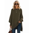 thumbnail image 4 of Women'S Oversized Sweaters Winter Long Sleeve Casual Tops Mock Neck Loose Fit Knit Pullover Dark Green L, 4 of 9