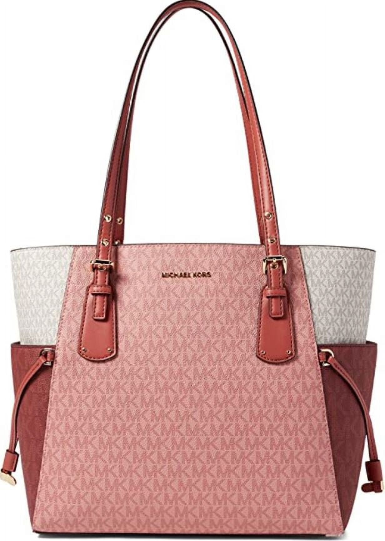New Michael Kors voyager Medium crossgrain leather tote soft pink gold  tablet 191935076991